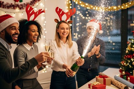 Foto: Personen bei Weihnachtsfeier